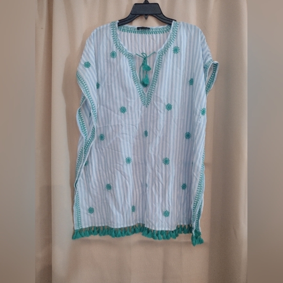 J.Crew Blue Striped Poncho - Picture 1 of 4